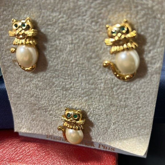 Vintage 3 Piece set of Kitten Cats Jewelry. WA293 - Picture 2 of 3